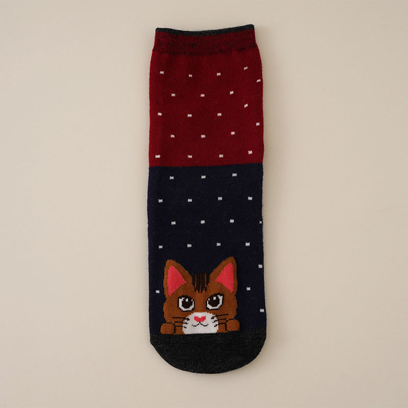 Calcetines de algodón con gato ilustrado