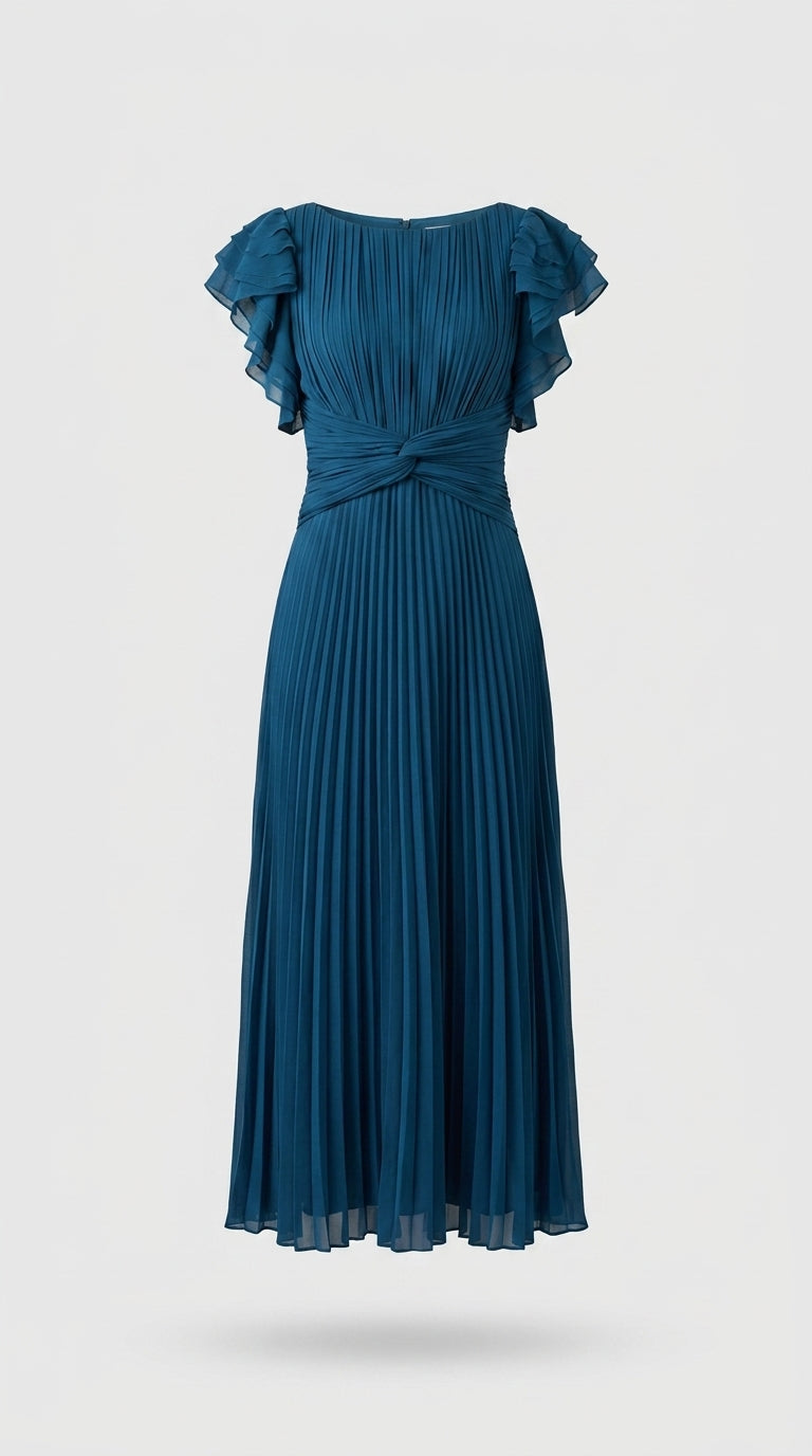 Seraphina | Maxi Vestido Plisado Elegante con Cintura Anudada