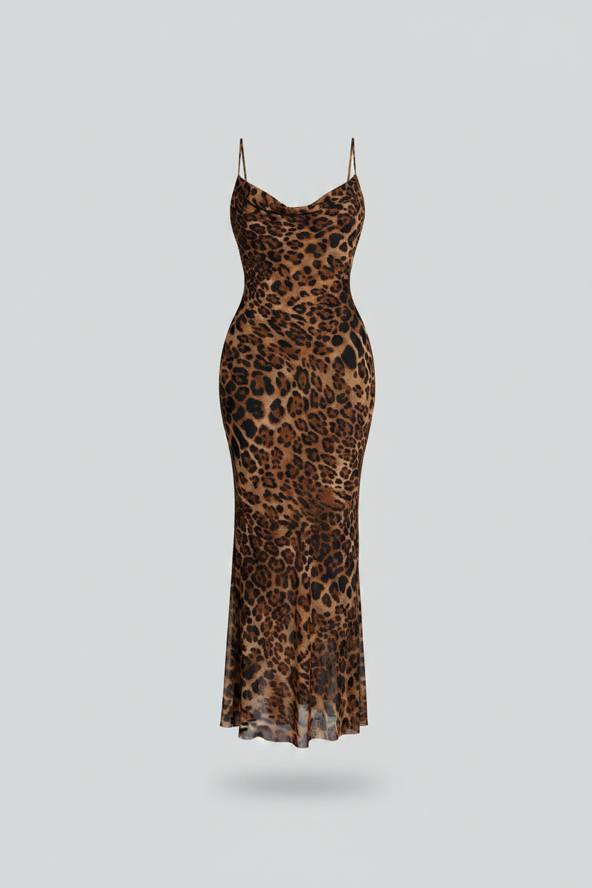 Vestido Largo Estampado Leopardo para Mujer