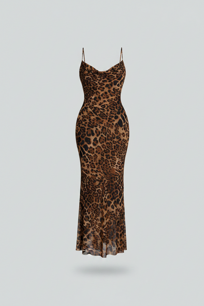 Vestido Largo Estampado Leopardo para Mujer