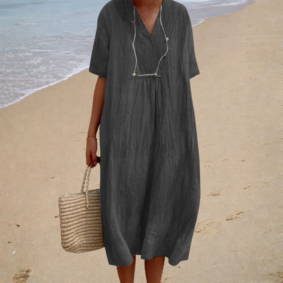Vestido largo liso gris oscuro