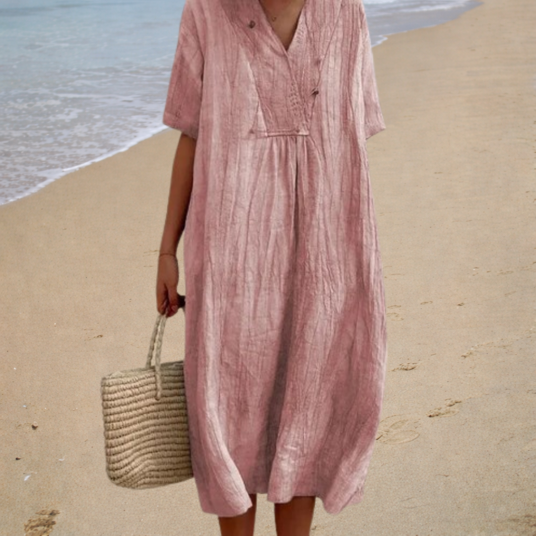 Vestido largo liso rosa