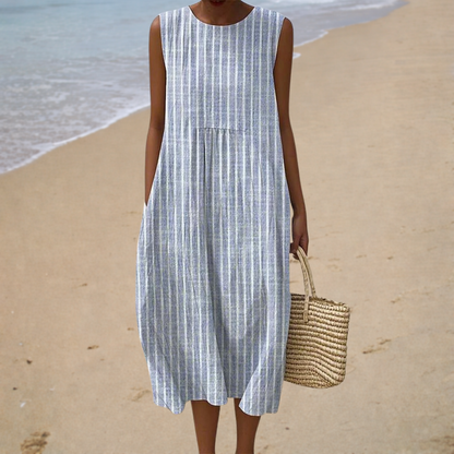 Viviane | Vestido midi sin mangas en azul