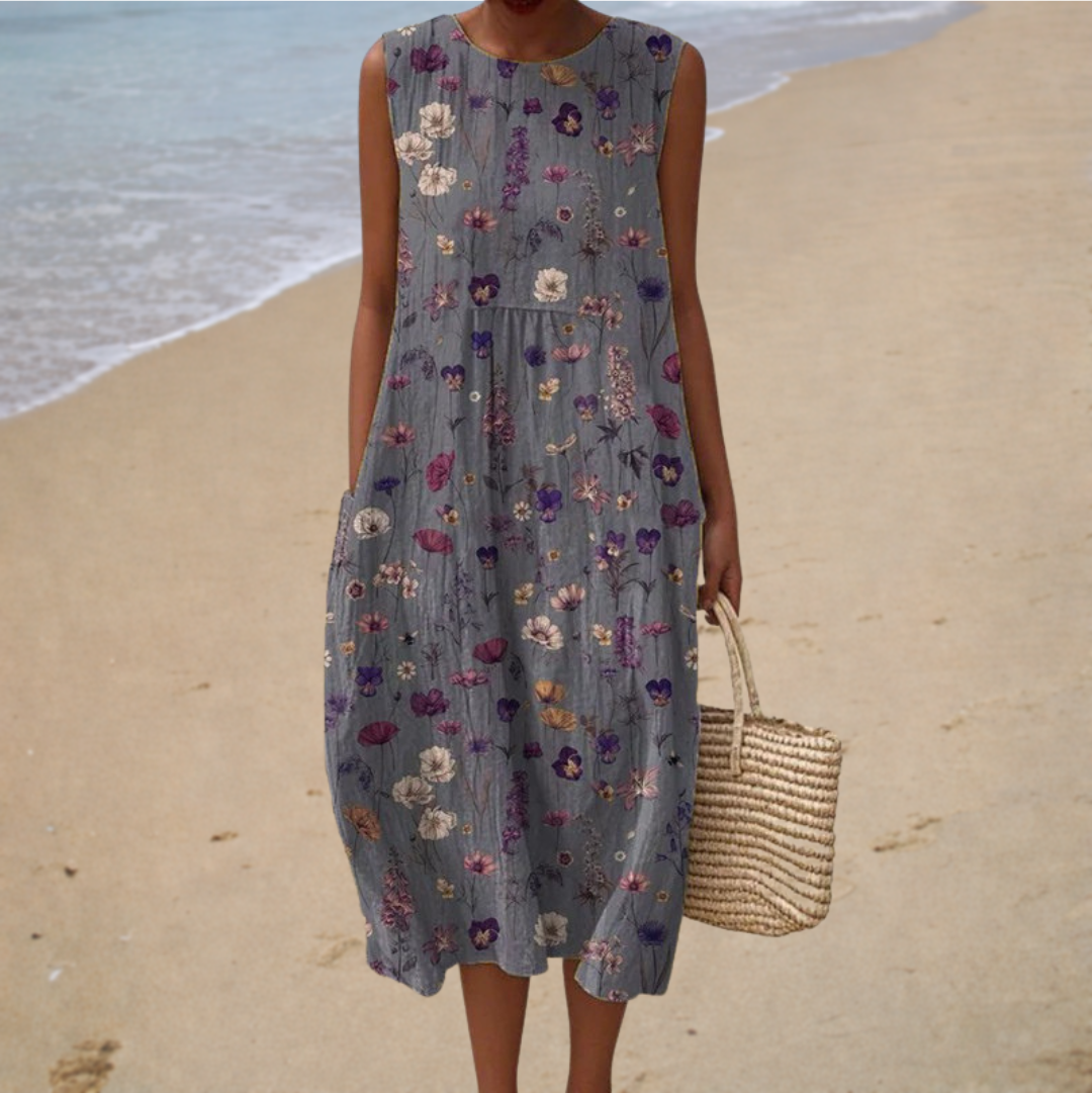 Delphine | Vestido midi de flores silvestres