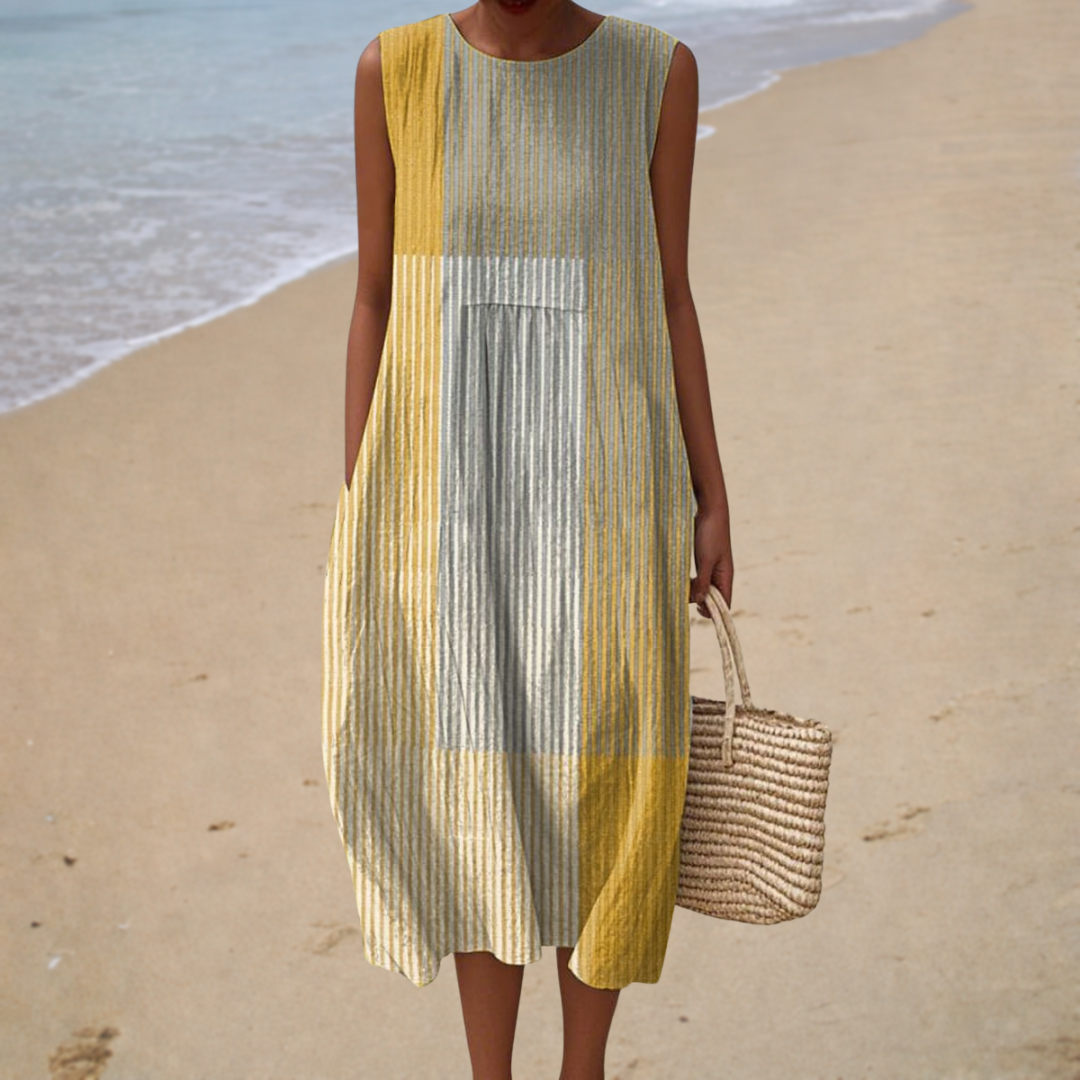 Elina | Vestido midi sin mangas de parches