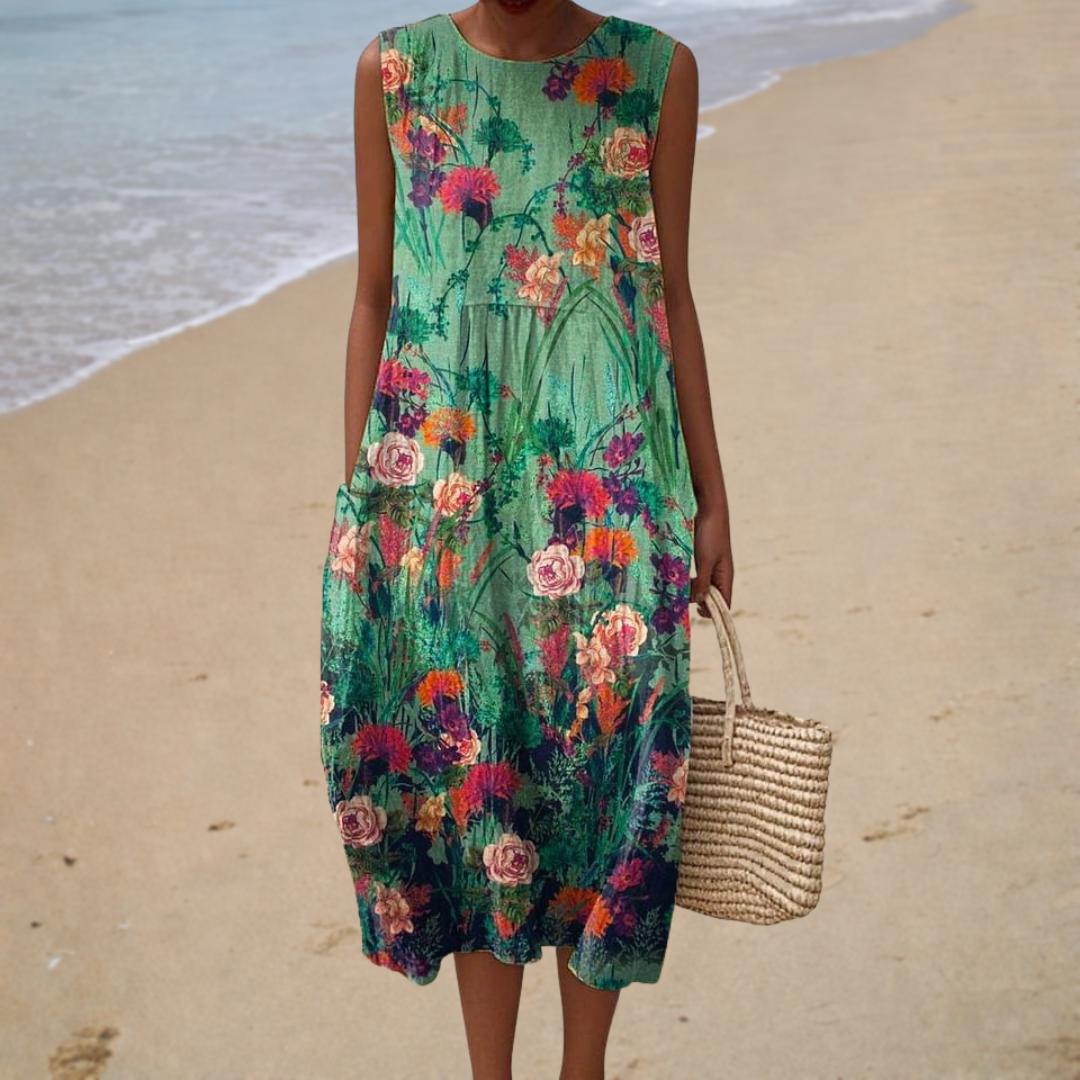 Berthe | Vestido midi de hojas azules