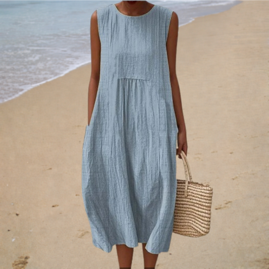 Vestido midi sin mangas azul claro