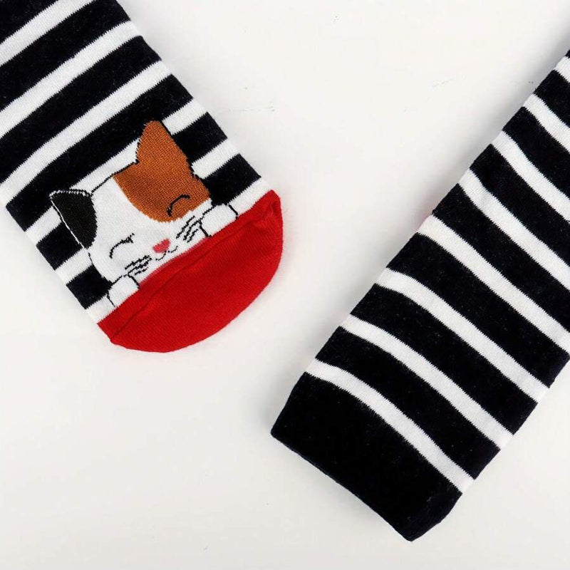 Calcetines de algodón con gato ilustrado