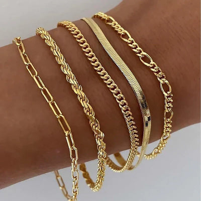 Set de 5 pulseras doradas