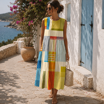 Vestido de bloques de color de cuerpo entero