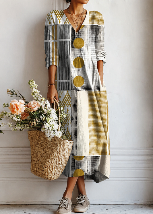 Mathilde, vestido largo de patchwork de Yaiza.studio