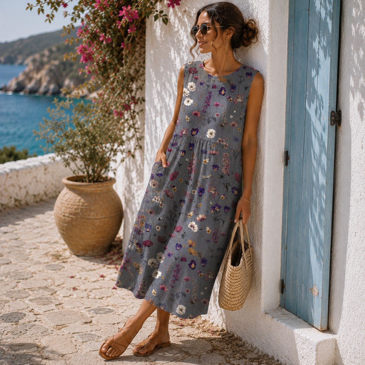 Delphine | Vestido midi de flores silvestres