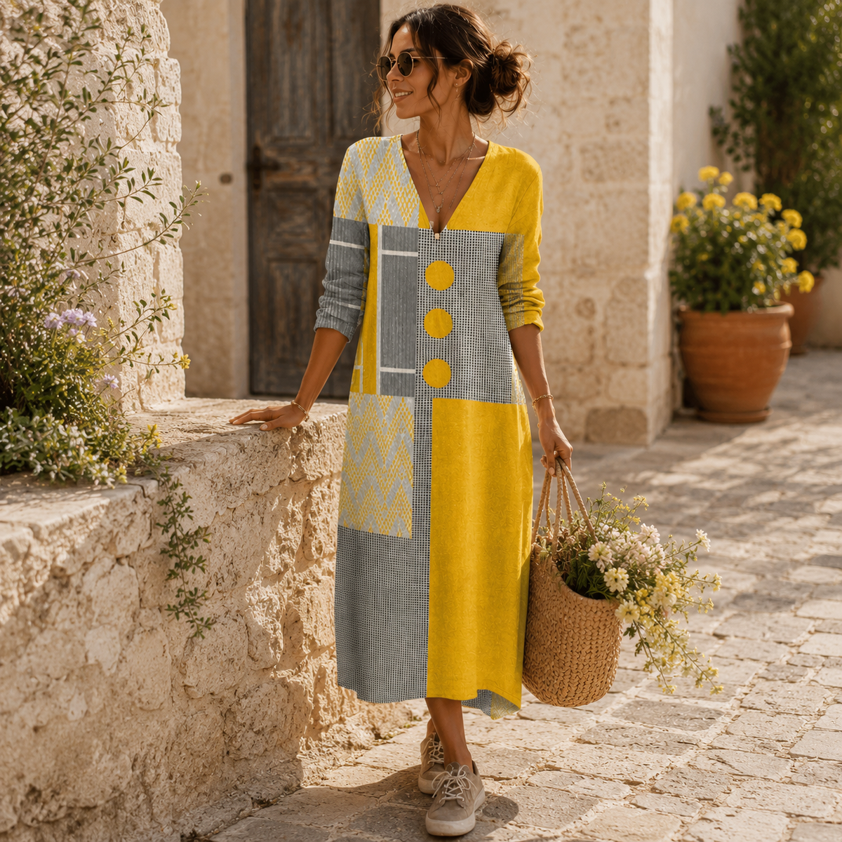 Rosalie, vestido largo de botones y estampado — segunda vista