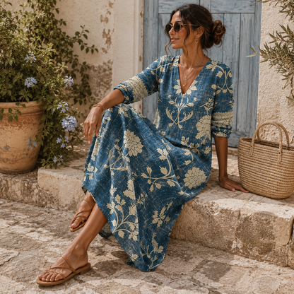 Élisabeth, vestido largo de flores y hojas — segunda vista