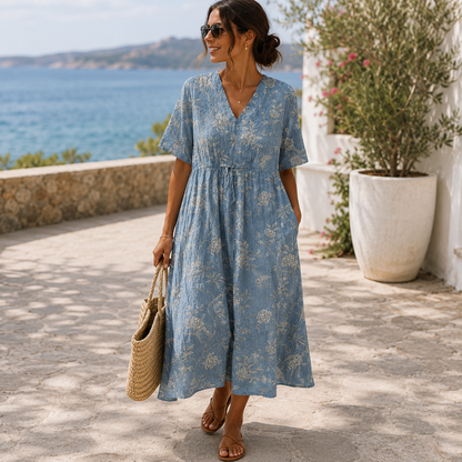 Vestido azul floral de cuerpo entero