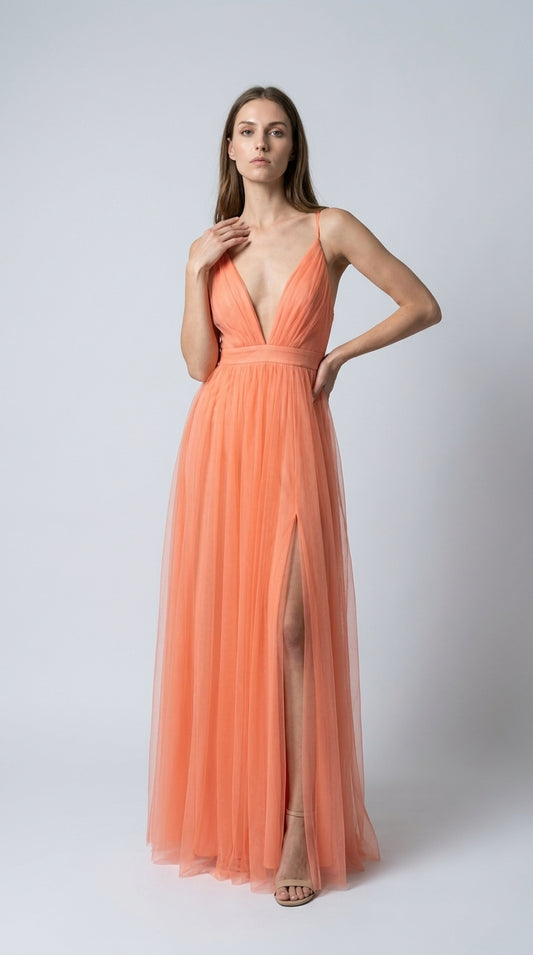 Ginevra | Maxi Vestido Luz Coral