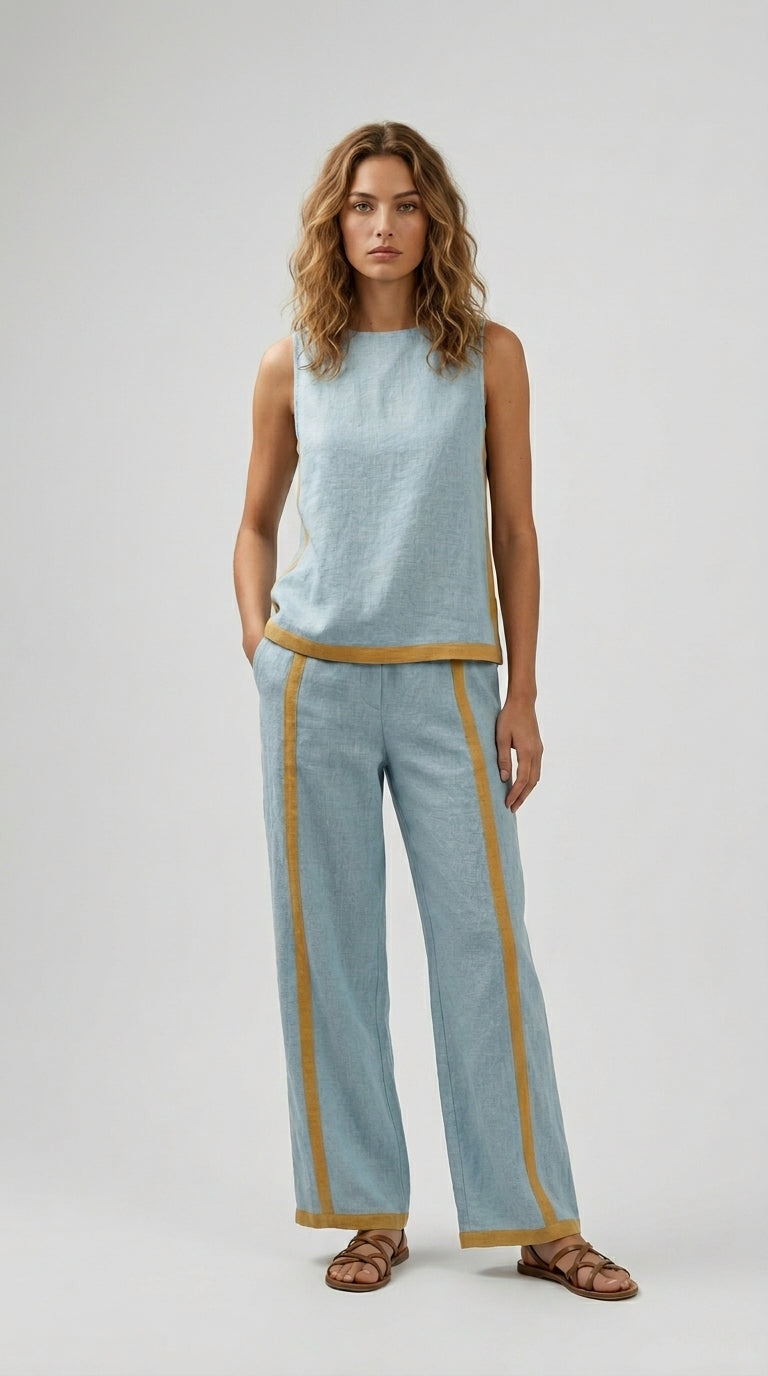 Elisa | Conjunto Fluido Dos Piezas con Detalles a Contraste
