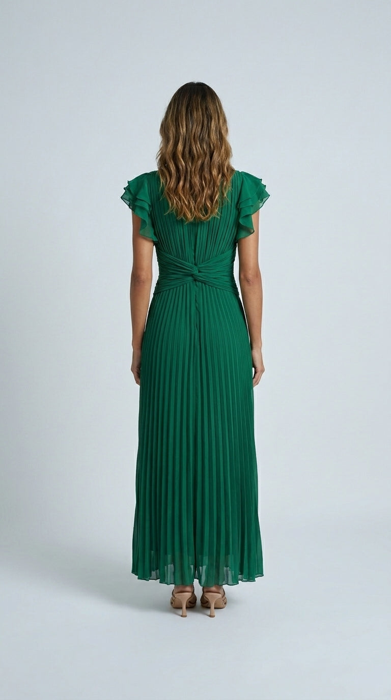 Seraphina | Maxi Vestido Plisado Elegante con Cintura Anudada