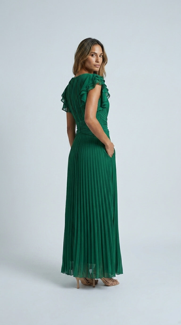 Seraphina | Maxi Vestido Plisado Elegante con Cintura Anudada