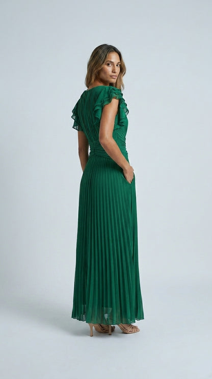 Seraphina | Maxi Vestido Plisado Elegante con Cintura Anudada