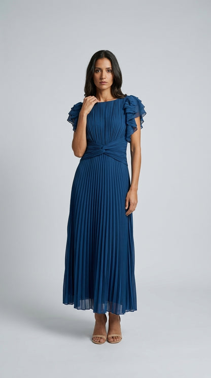 Seraphina | Maxi Vestido Plisado Elegante con Cintura Anudada