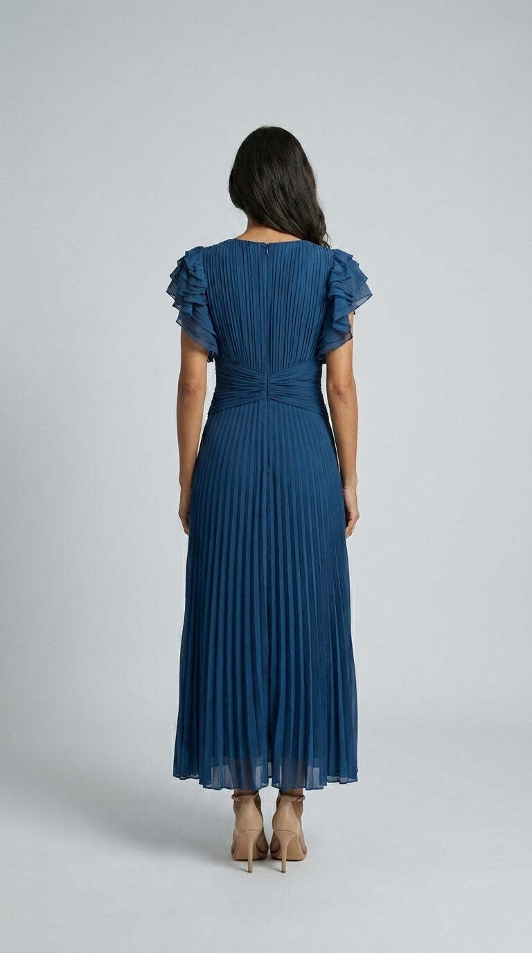 Seraphina | Maxi Vestido Plisado Elegante con Cintura Anudada
