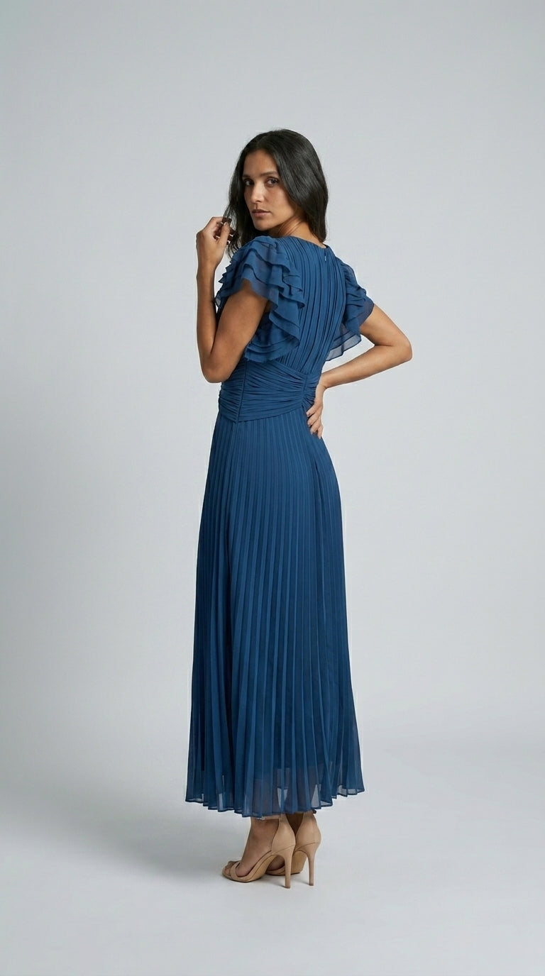 Seraphina | Maxi Vestido Plisado Elegante con Cintura Anudada
