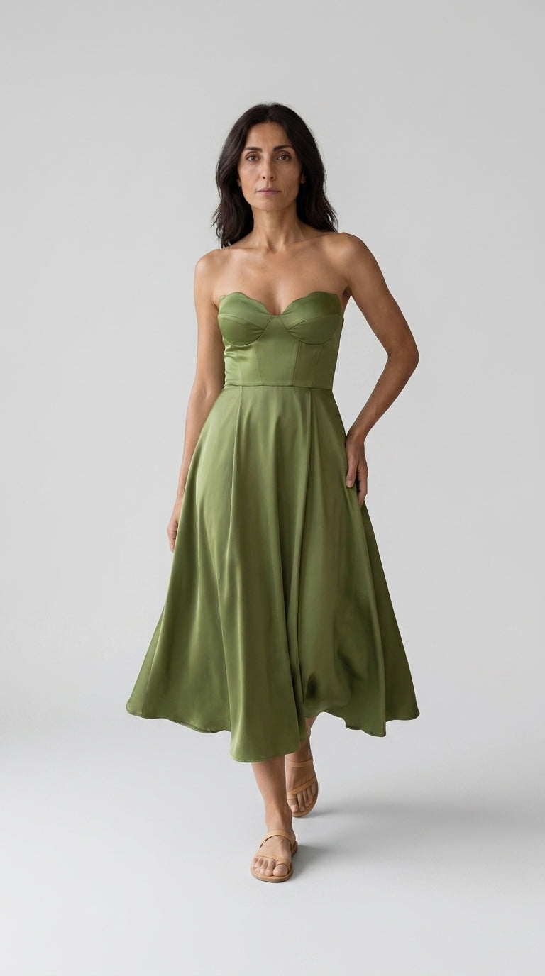 Liora | Vestido Midi Elegante sin Tirantes