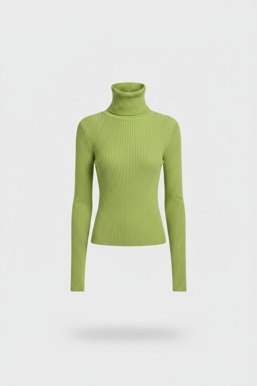 Jersey de Cuello Alto Liso para Mujer