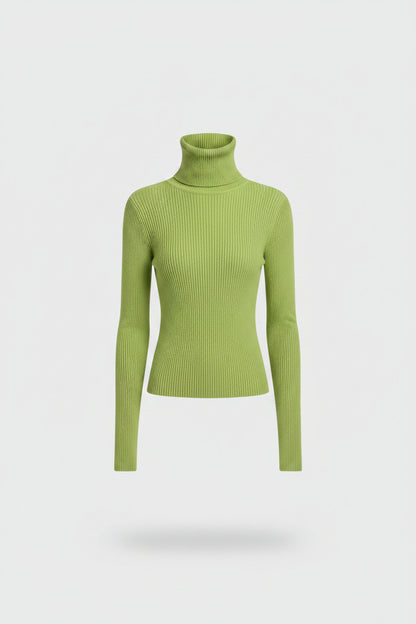 Jersey de Cuello Alto Liso para Mujer