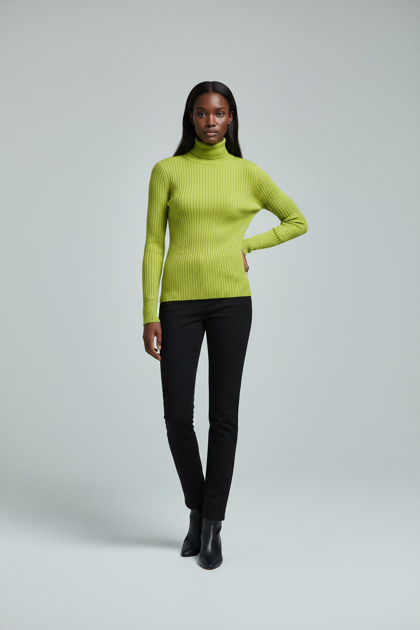 Jersey de Cuello Alto Liso para Mujer