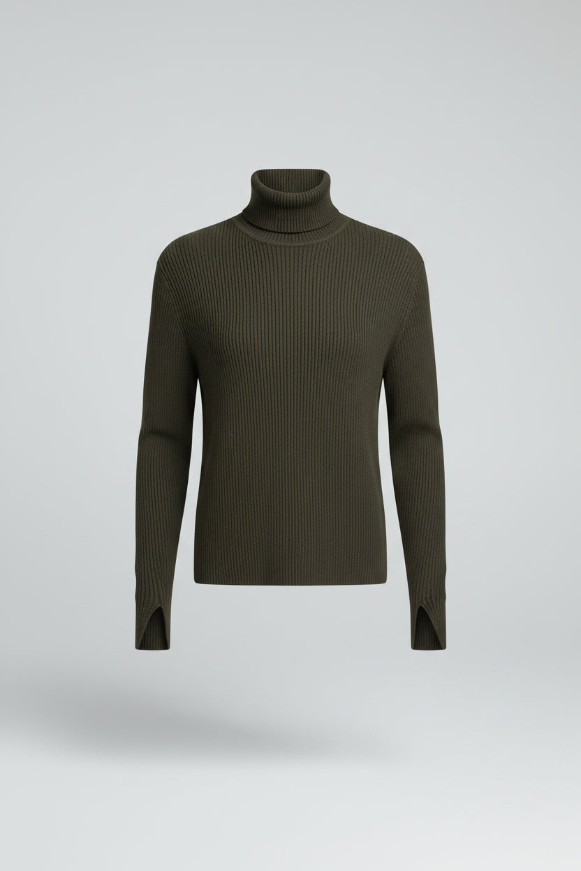 Jersey de Cuello Alto Liso para Mujer