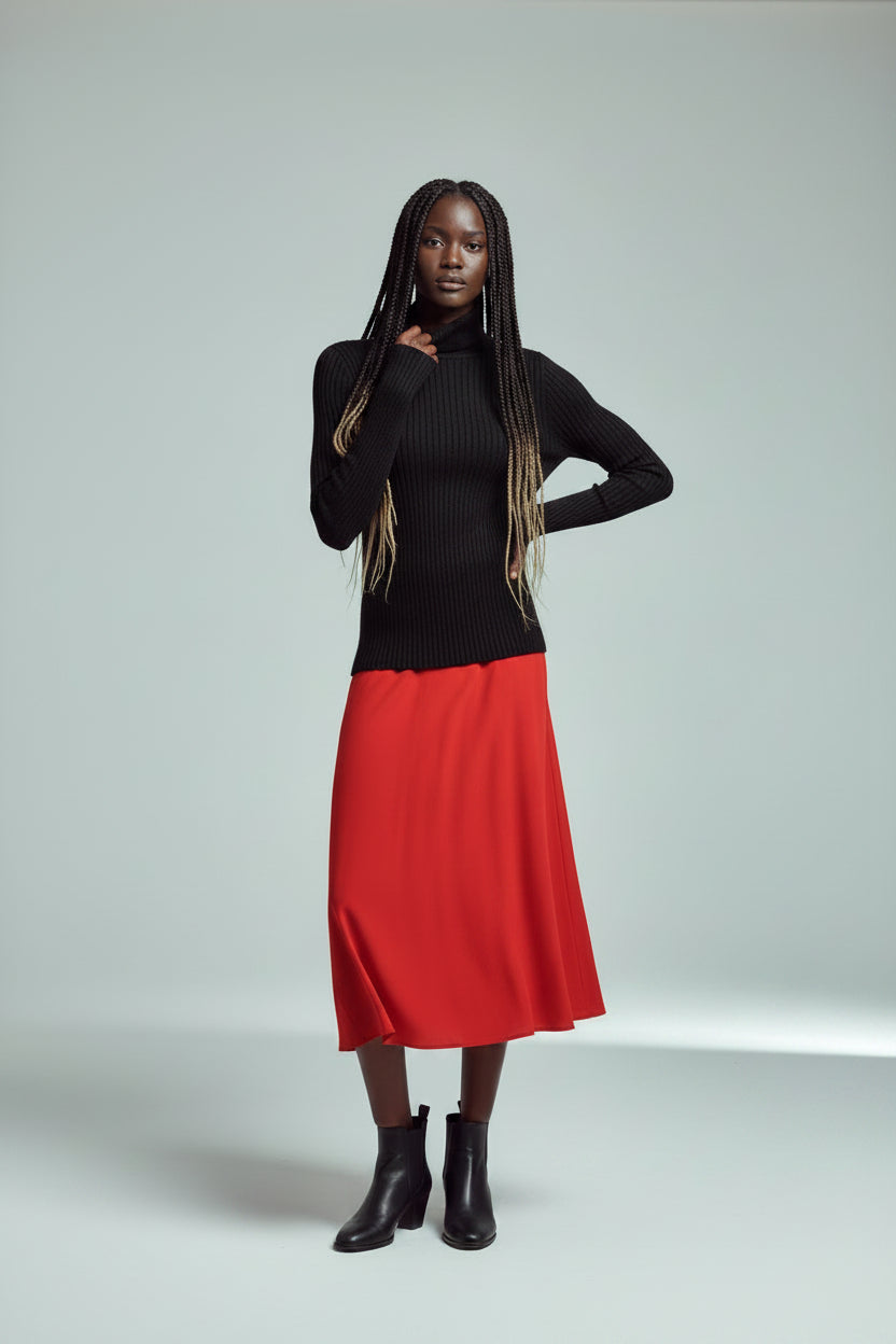 Jersey de Cuello Alto Liso para Mujer