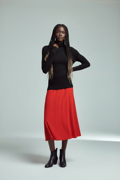 Jersey de Cuello Alto Liso para Mujer
