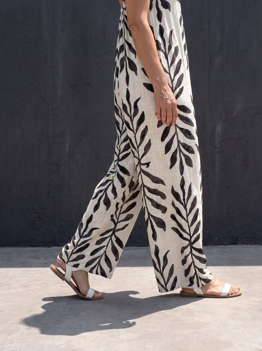 Raquel | Mono Estampado Pierna Ancha