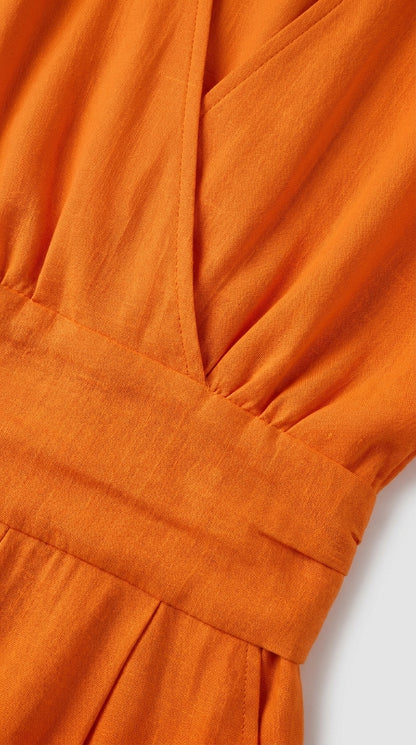 Mono Mujer Cuello V Talle Alto Pierna Ancha | Mono Elegante de Vestir