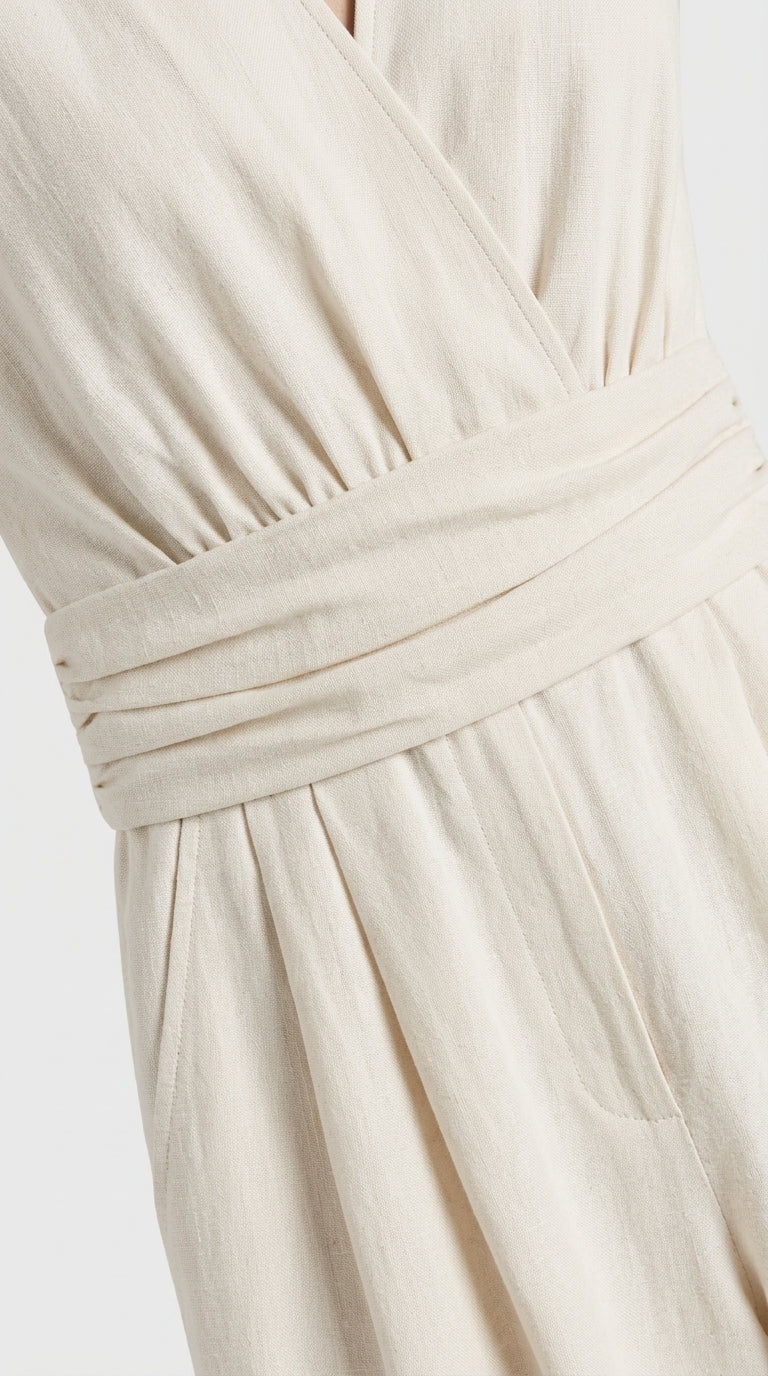 Mono Mujer Cuello V Talle Alto Pierna Ancha | Mono Elegante de Vestir
