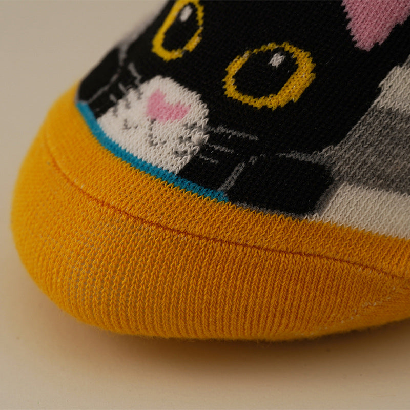 Calcetines de algodón con gato ilustrado