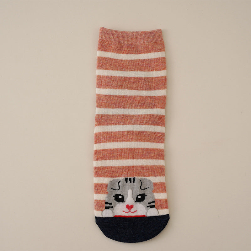 Calcetines de algodón con gato ilustrado