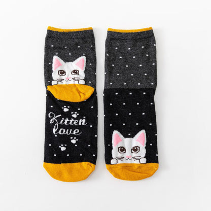 Calcetines de algodón con gato ilustrado