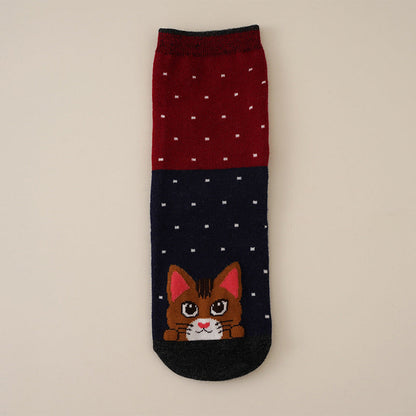 Calcetines de algodón con gato ilustrado
