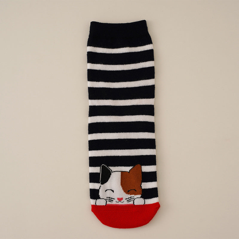 Calcetines de algodón con gato ilustrado