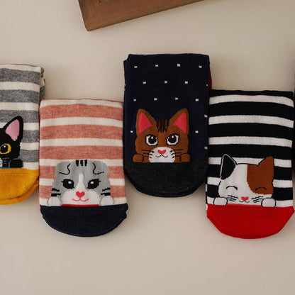 Calcetines de algodón con gato ilustrado