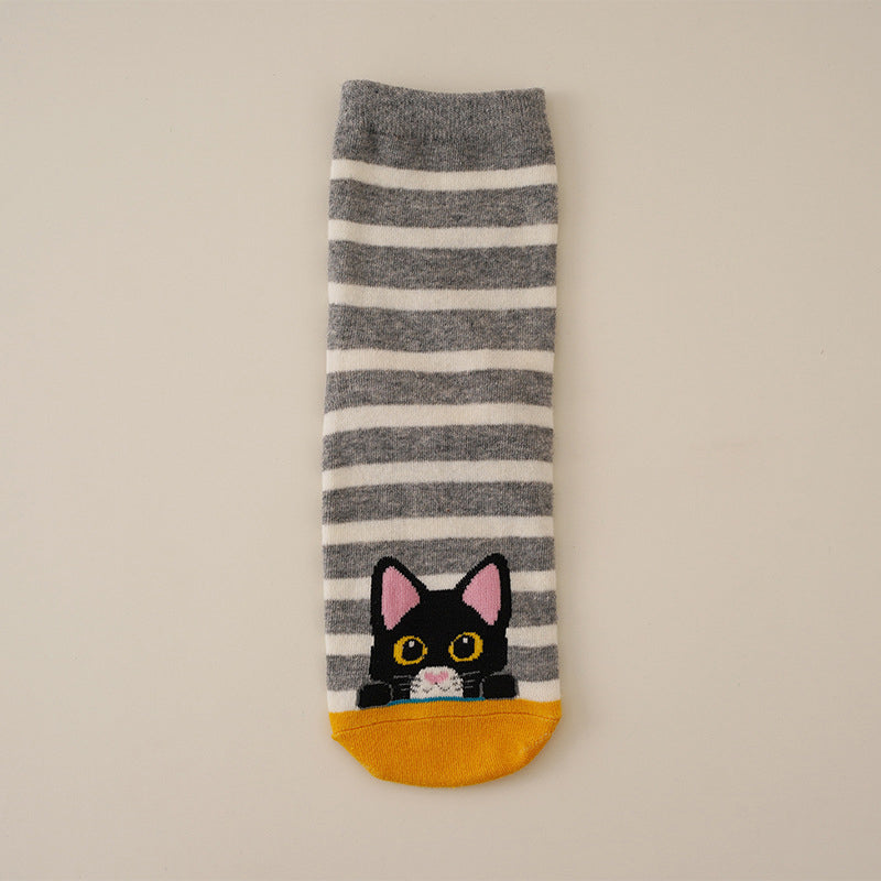 Calcetines de algodón con gato ilustrado