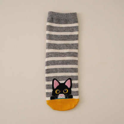 Calcetines de algodón con gato ilustrado
