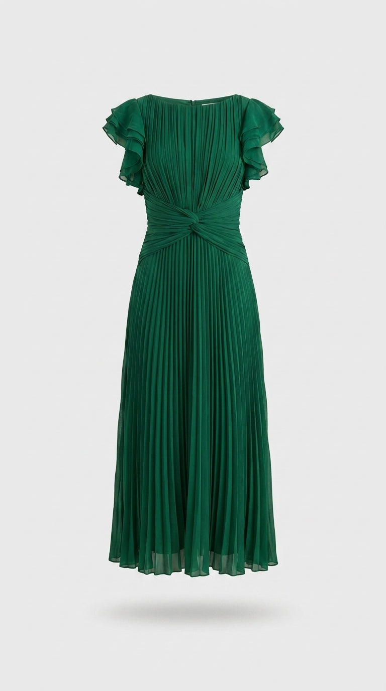 Seraphina | Maxi Vestido Plisado Elegante con Cintura Anudada