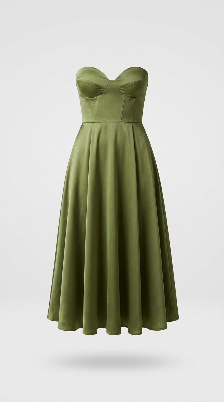 Liora | Vestido Midi Elegante sin Tirantes