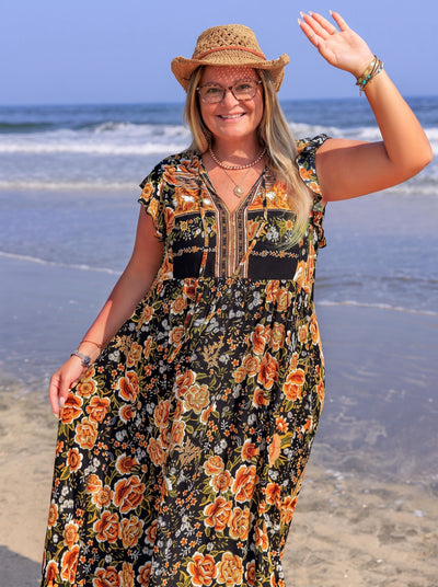 SANDRA | Vestido Largo Boho de Flores