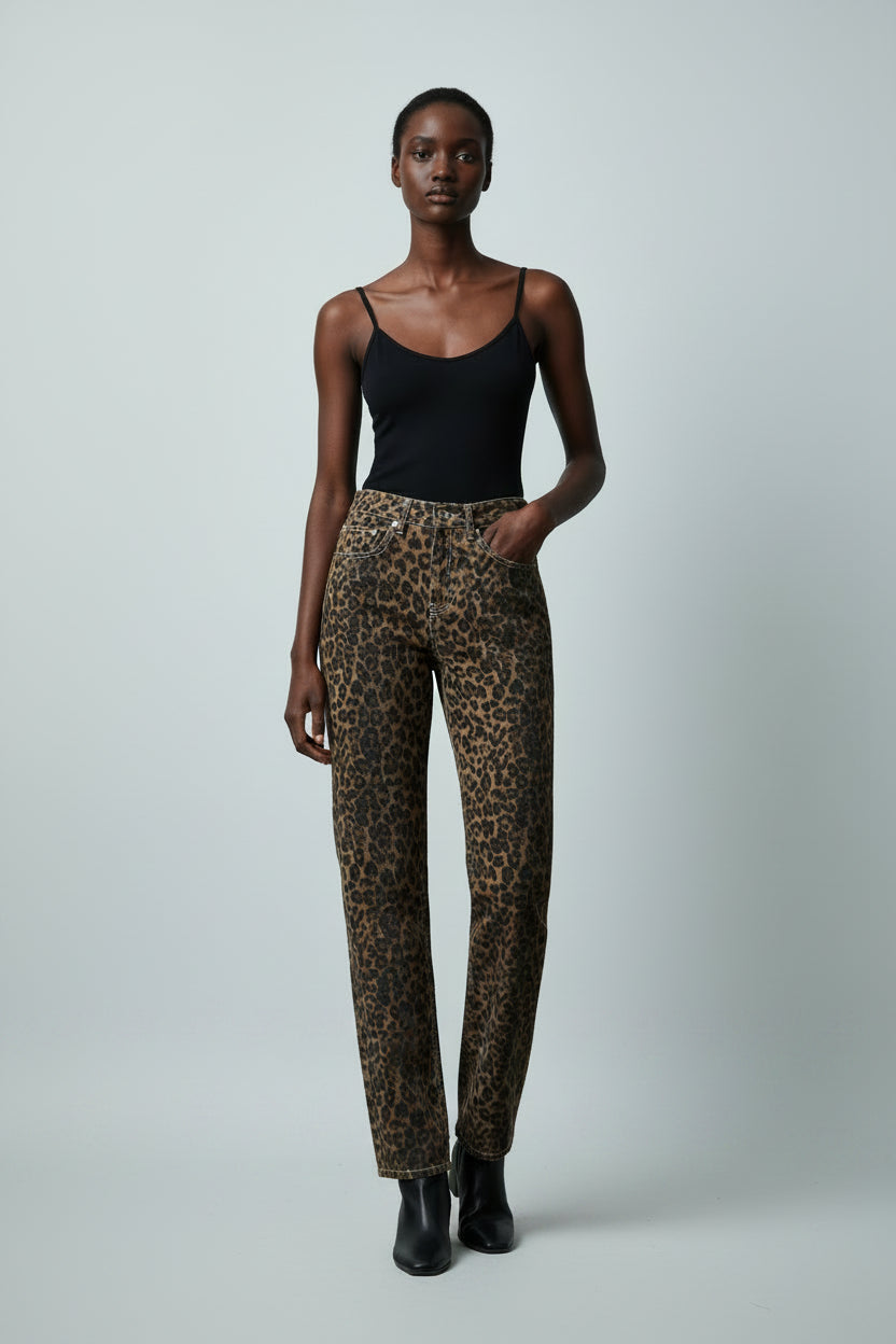 Vaqueros con Estampado de Leopardo