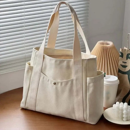 Bolso tote de lona beige Candela de Yaiza.studio